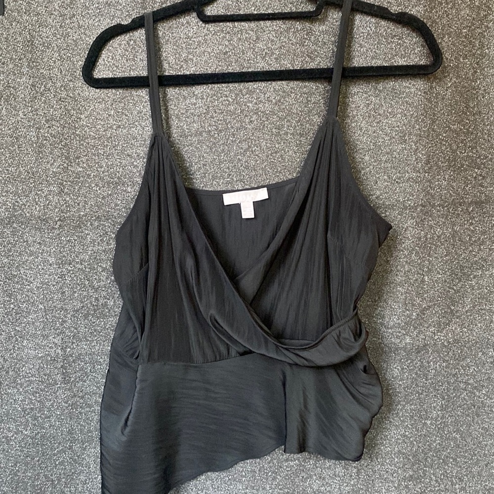 Black camisole with asymmetrical hem